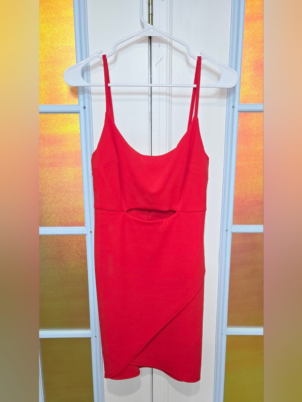 Morgan & Co. Red Spaghetti-Strap Mini Dress with Front Cutout